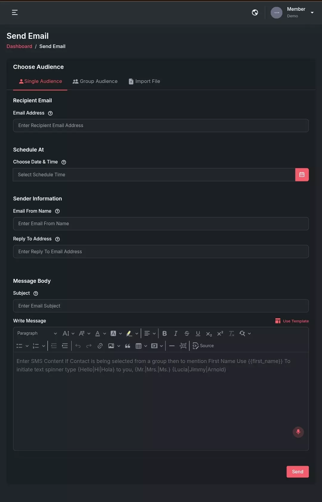 Envío de email formulario sms Esgranmore