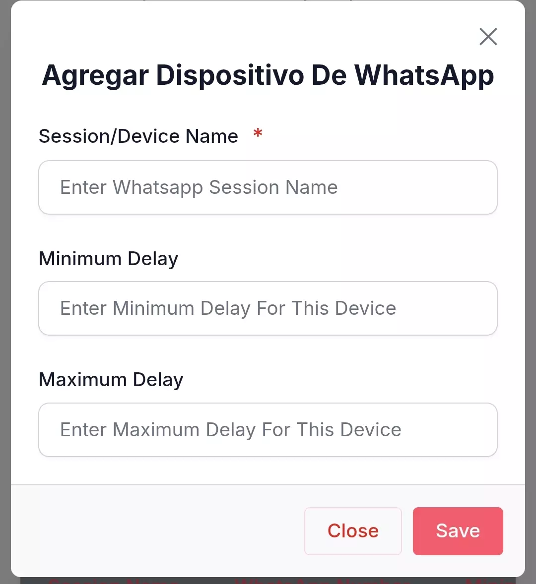 Agregar dispositivo de WhatsApp SMS Esgranmore